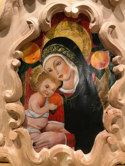 Madonna con Bambino - 2021 Acrilico su tavola, cm 25x35, Santuario della Verna (AR)